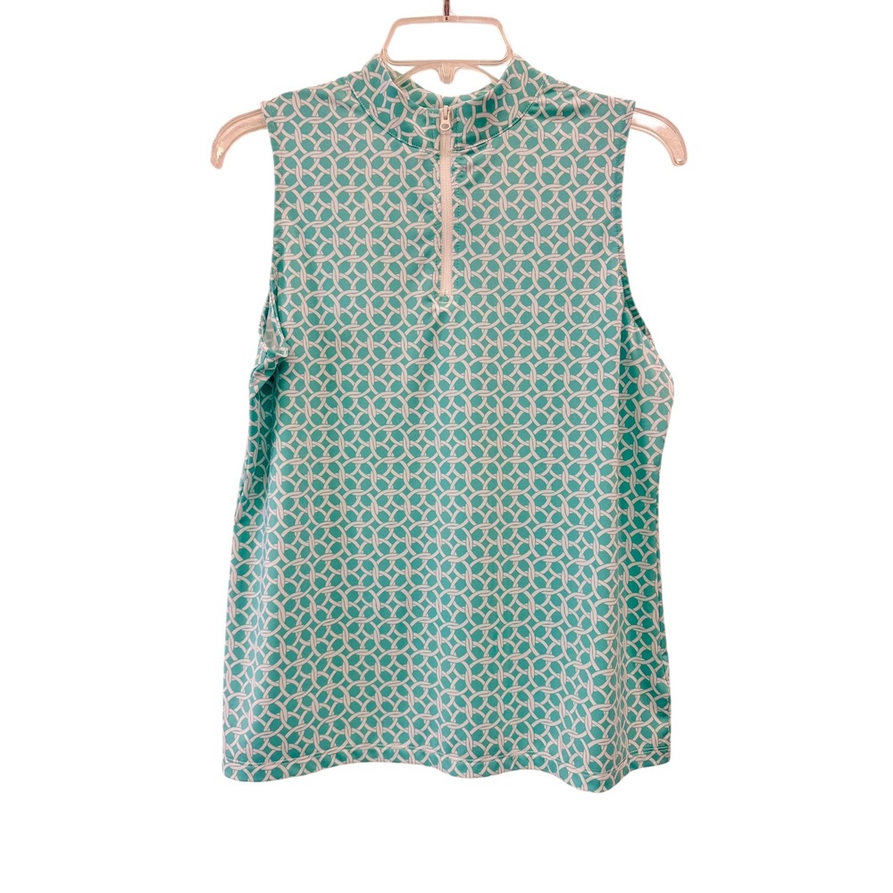 Tommy Bahama Active Sleeveless‎ Zip Mock Neck Golf Top Geo Print